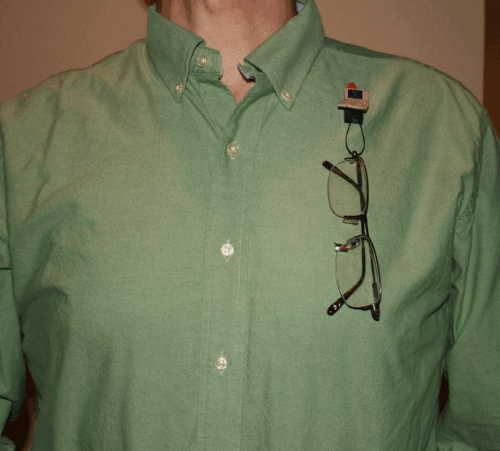 Hookems on green shirt